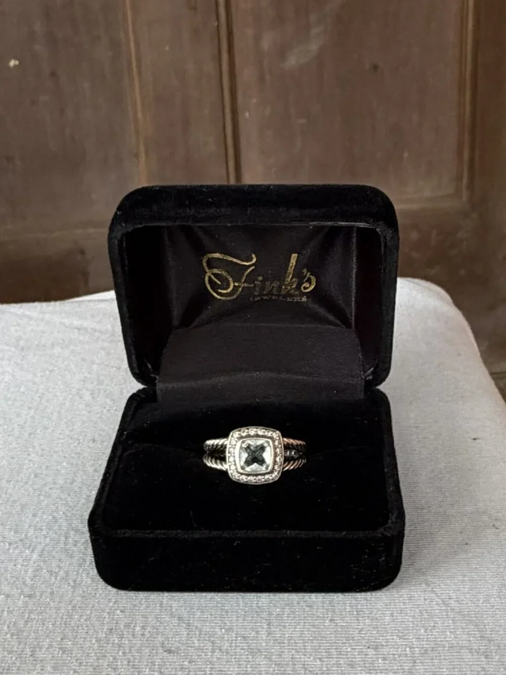 David Yurman Petite Albion® Ring Sterling Silver with Prasiolite & Diamonds sz 6